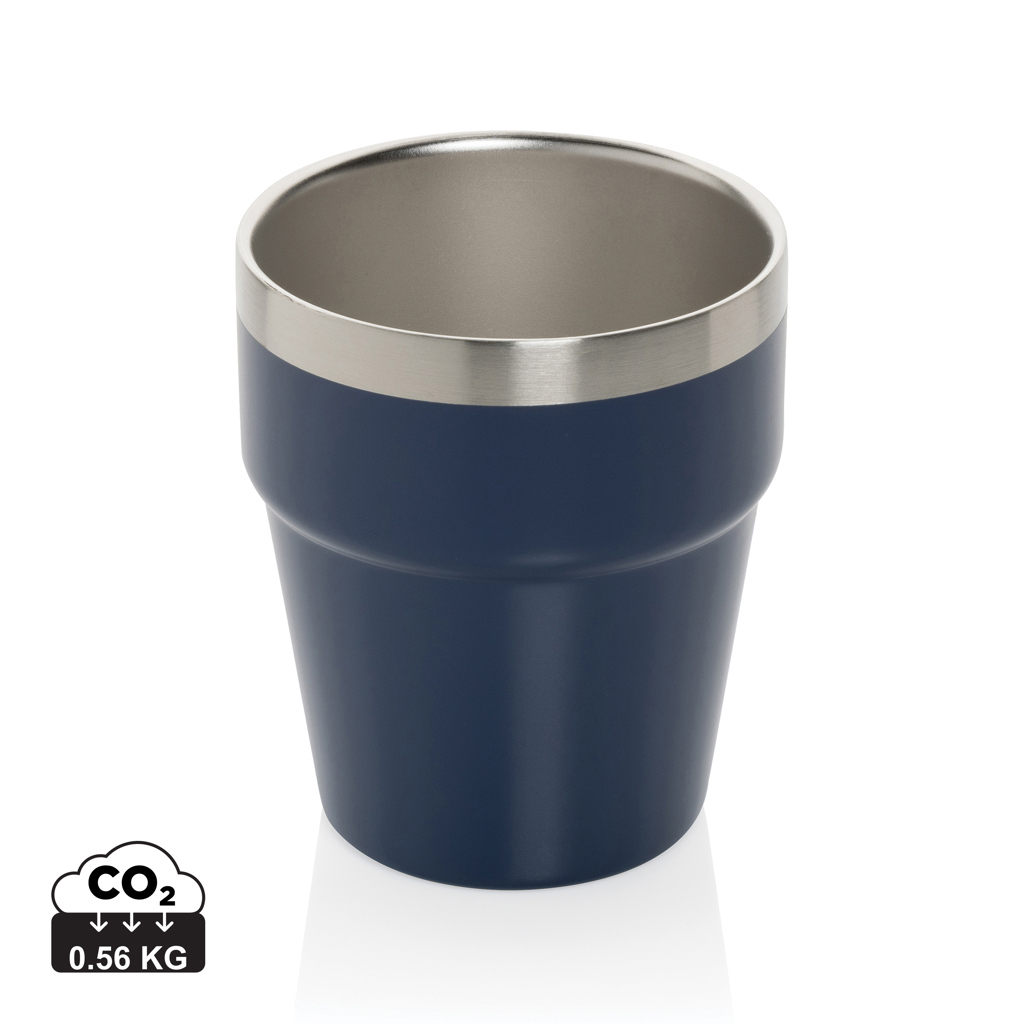 Tasse publicitaire 300ml à double paroi acier recyclé Clark Bleu marine